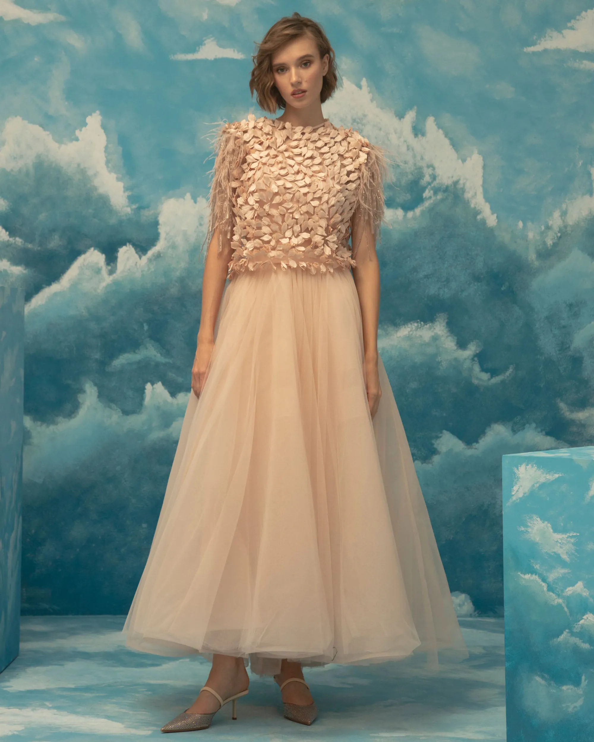 A-Cut Midi Tulle Skirt