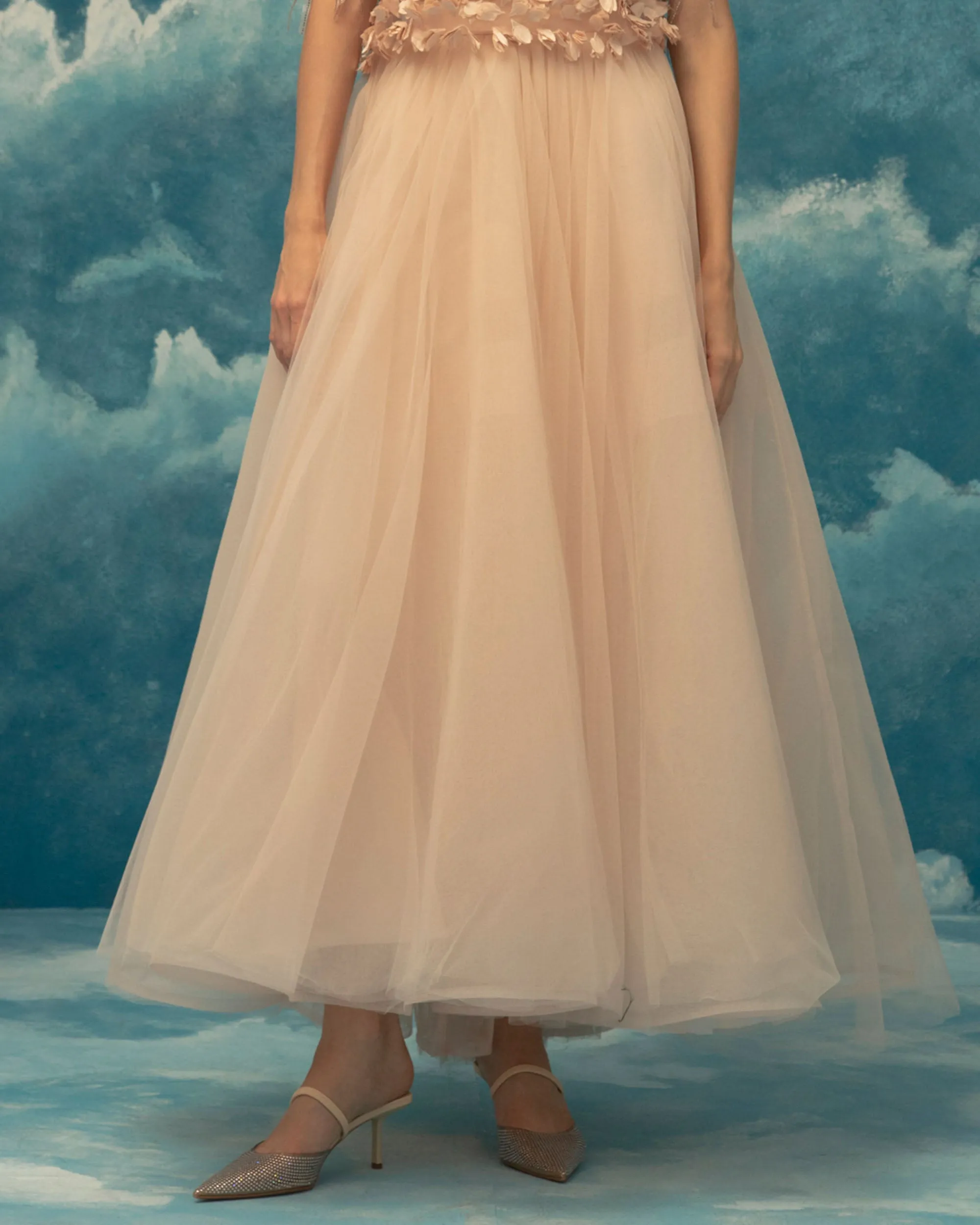 A-Cut Midi Tulle Skirt