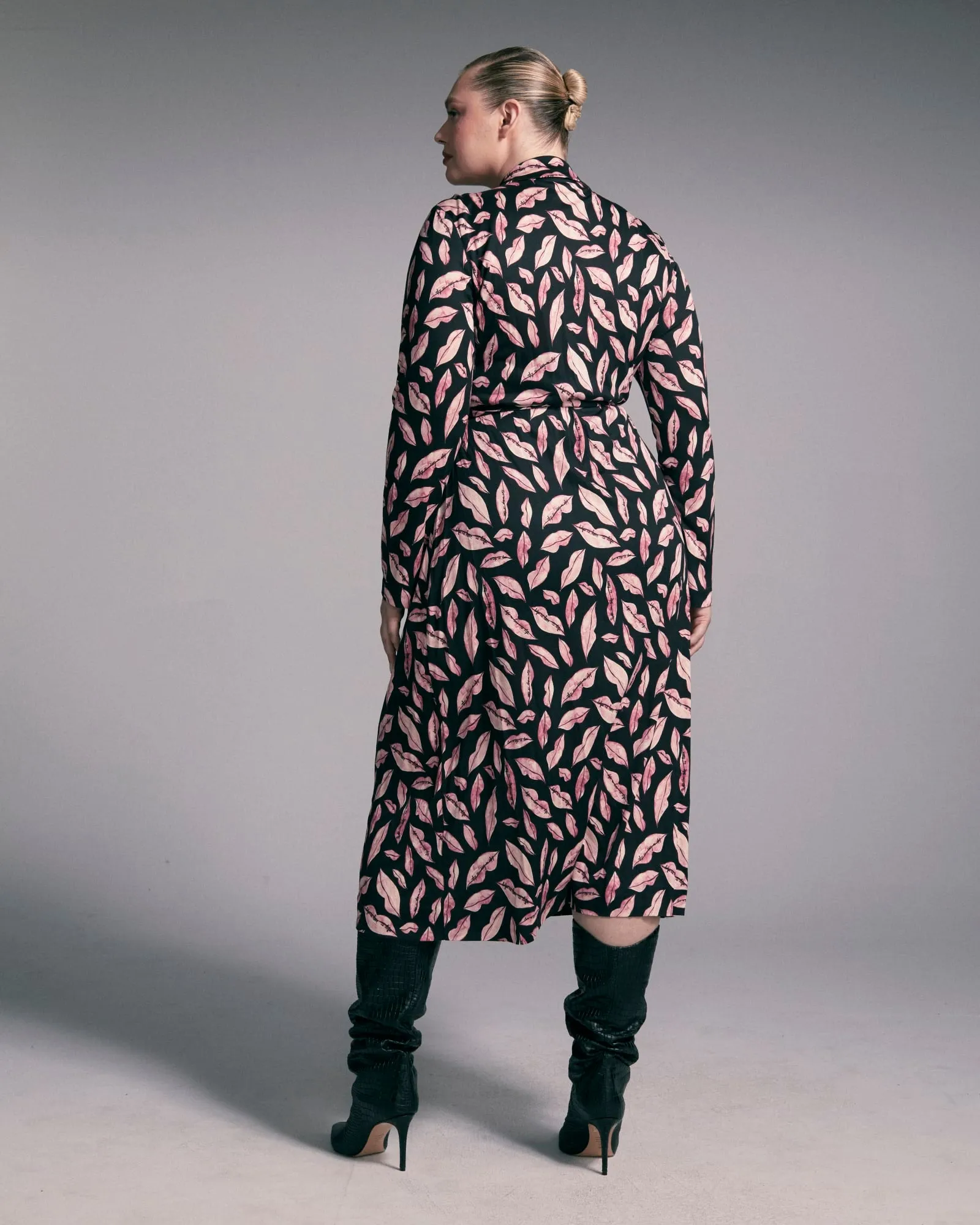 Abigail Long Sleeve Midi Wrap Dress | Lips