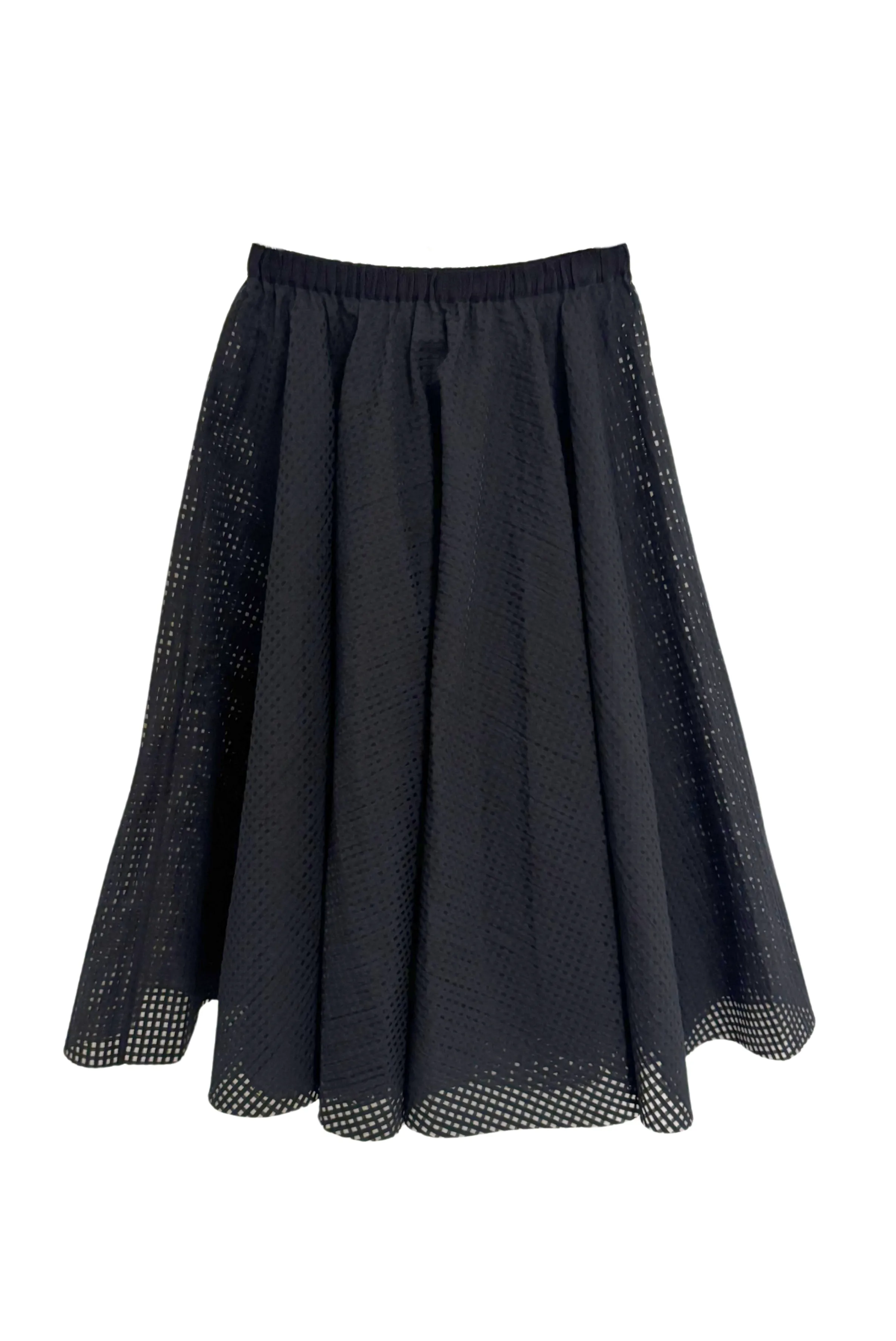 Check Midi Skirt in Black