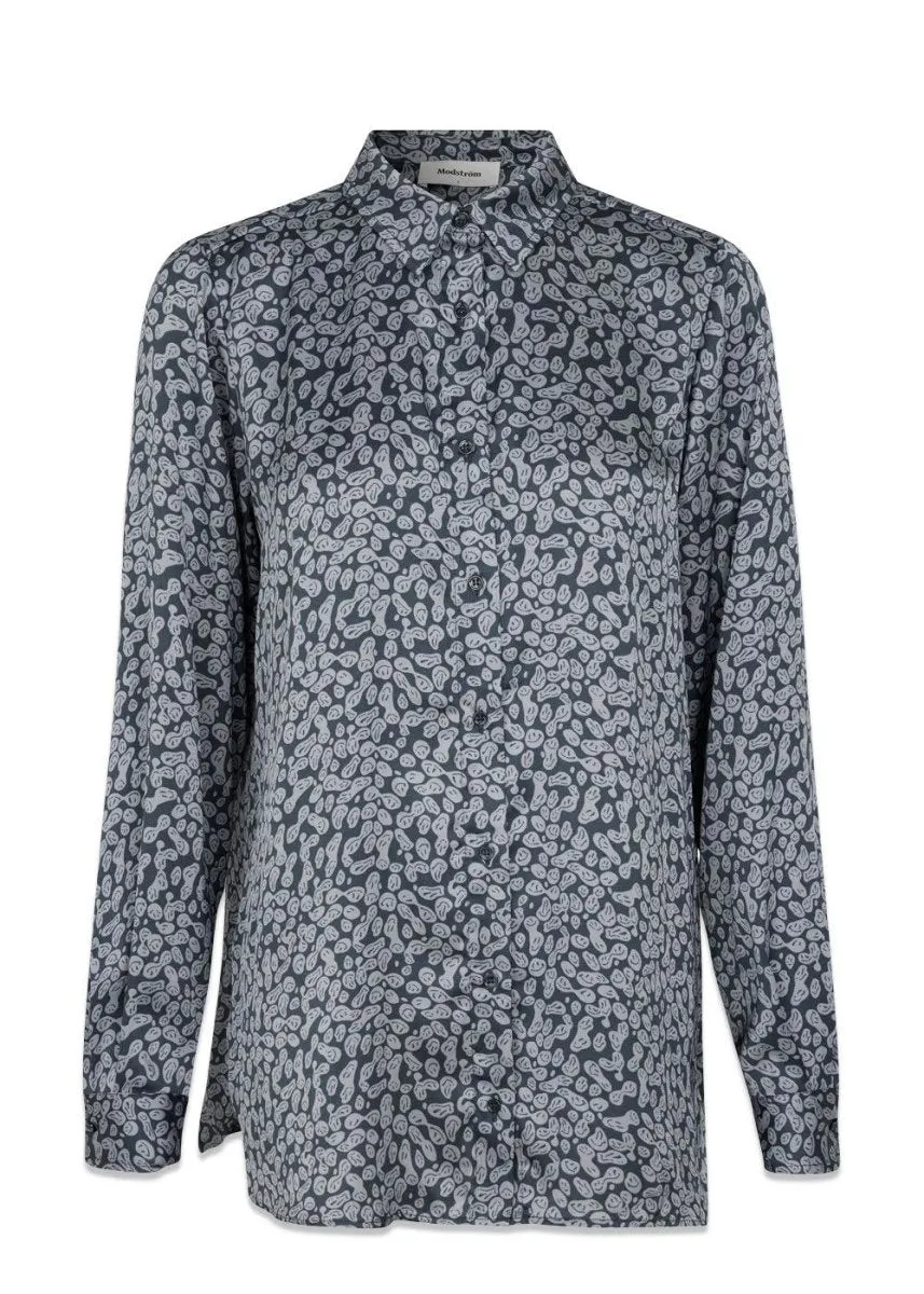 ClarkeMD print shirt - Blue Smiley