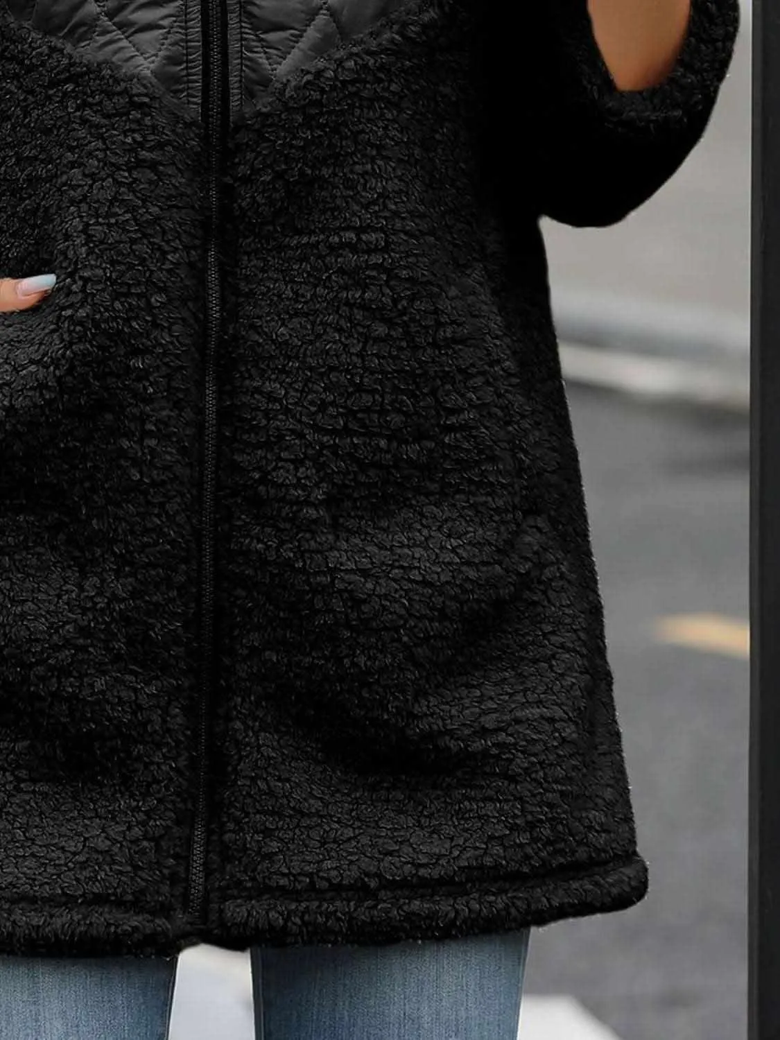 Cozy fleece hooded jacket with pockets
