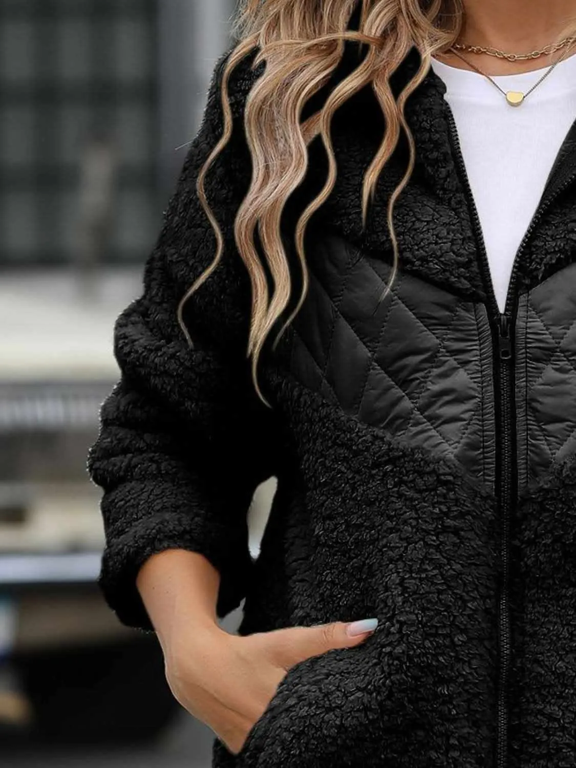 Cozy fleece hooded jacket with pockets