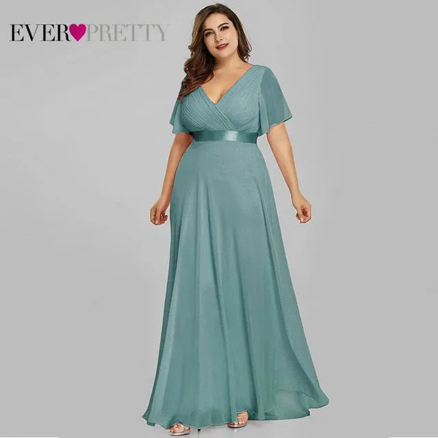 Evening Dresses V-Neck Ruffles Chiffon Formal Evening Gown Party Dress