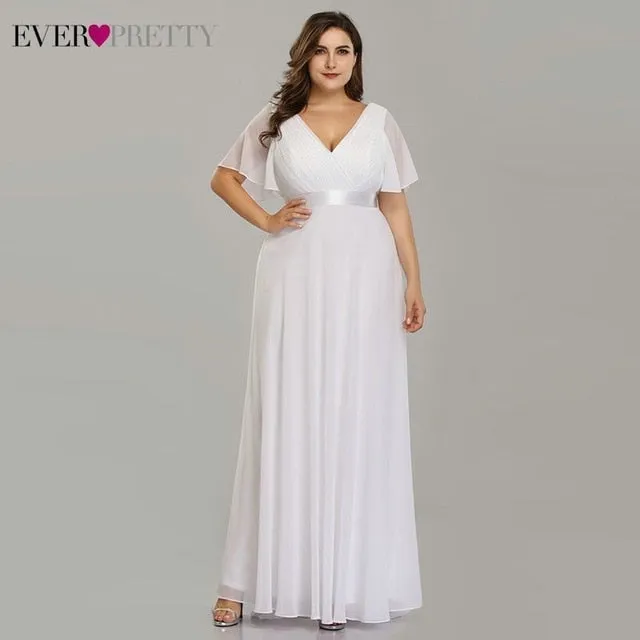 Evening Dresses V-Neck Ruffles Chiffon Formal Evening Gown Party Dress