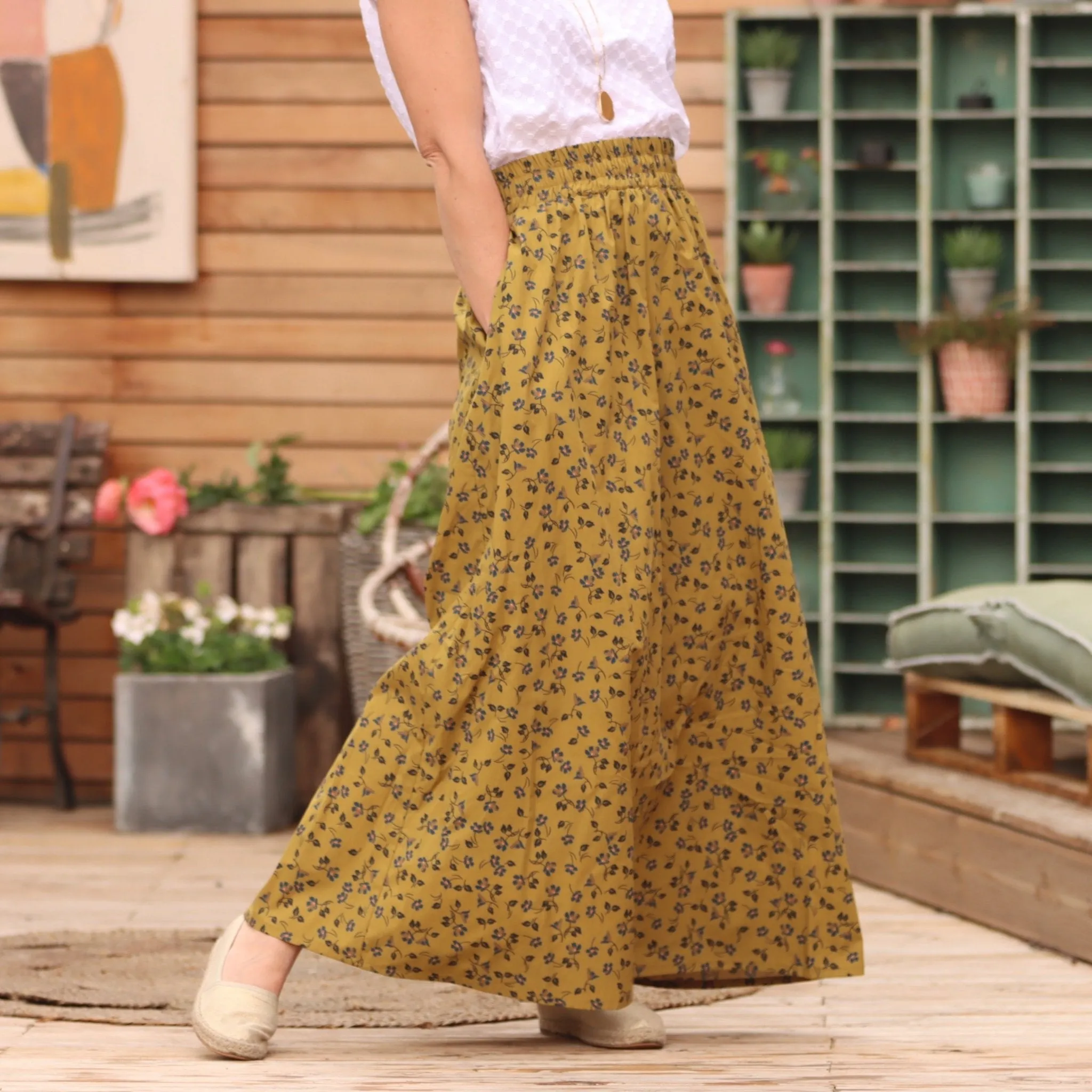 Jupe Tao coton fleurs de Juvigné - 102cm de hauteur