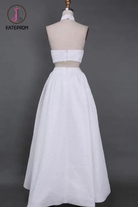 Kateprom A Line Two Piece Floor Length Split Prom Dress, Sexy Strapless Long Formal Dresses KPP1153