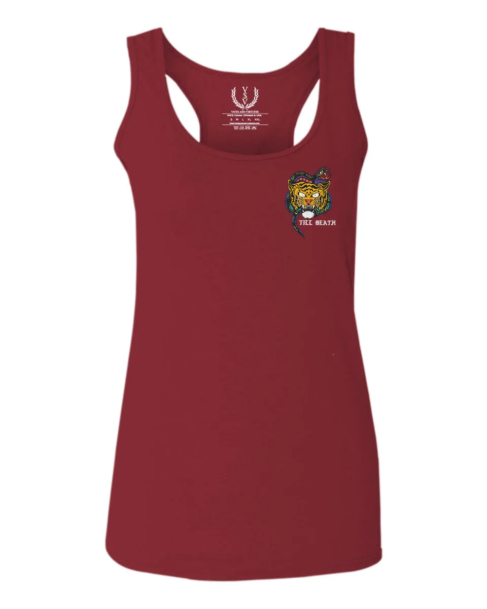 Tiger Graphic Traditional Japanese Till Death Good Vibes Obei Society  women's Tank Top sleeveless Racerback