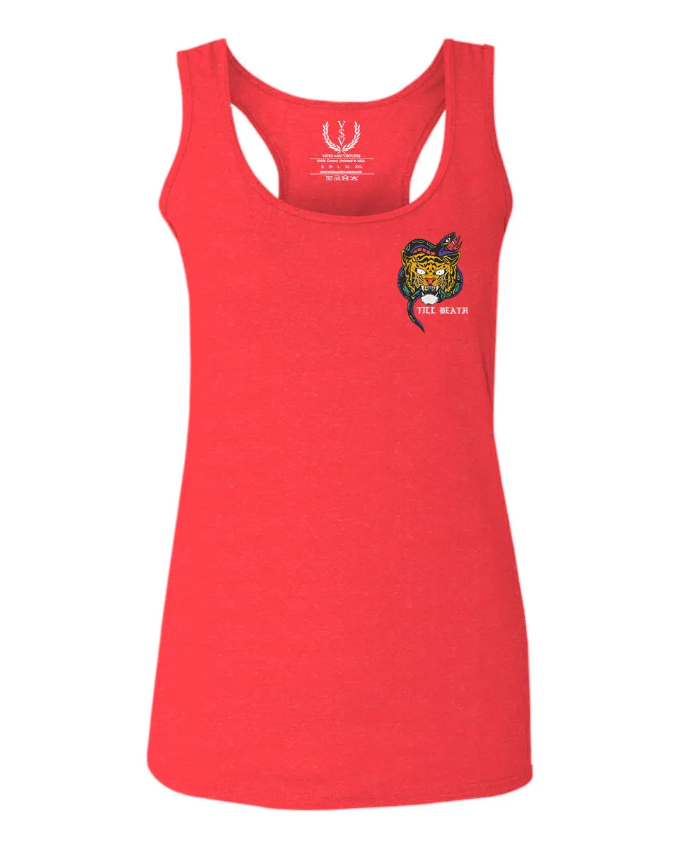 Tiger Graphic Traditional Japanese Till Death Good Vibes Obei Society  women's Tank Top sleeveless Racerback