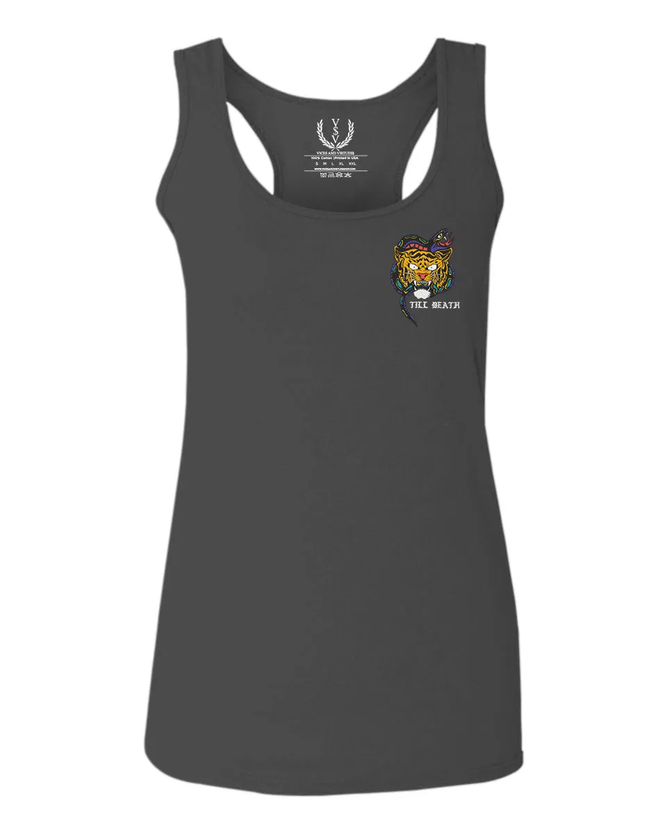 Tiger Graphic Traditional Japanese Till Death Good Vibes Obei Society  women's Tank Top sleeveless Racerback
