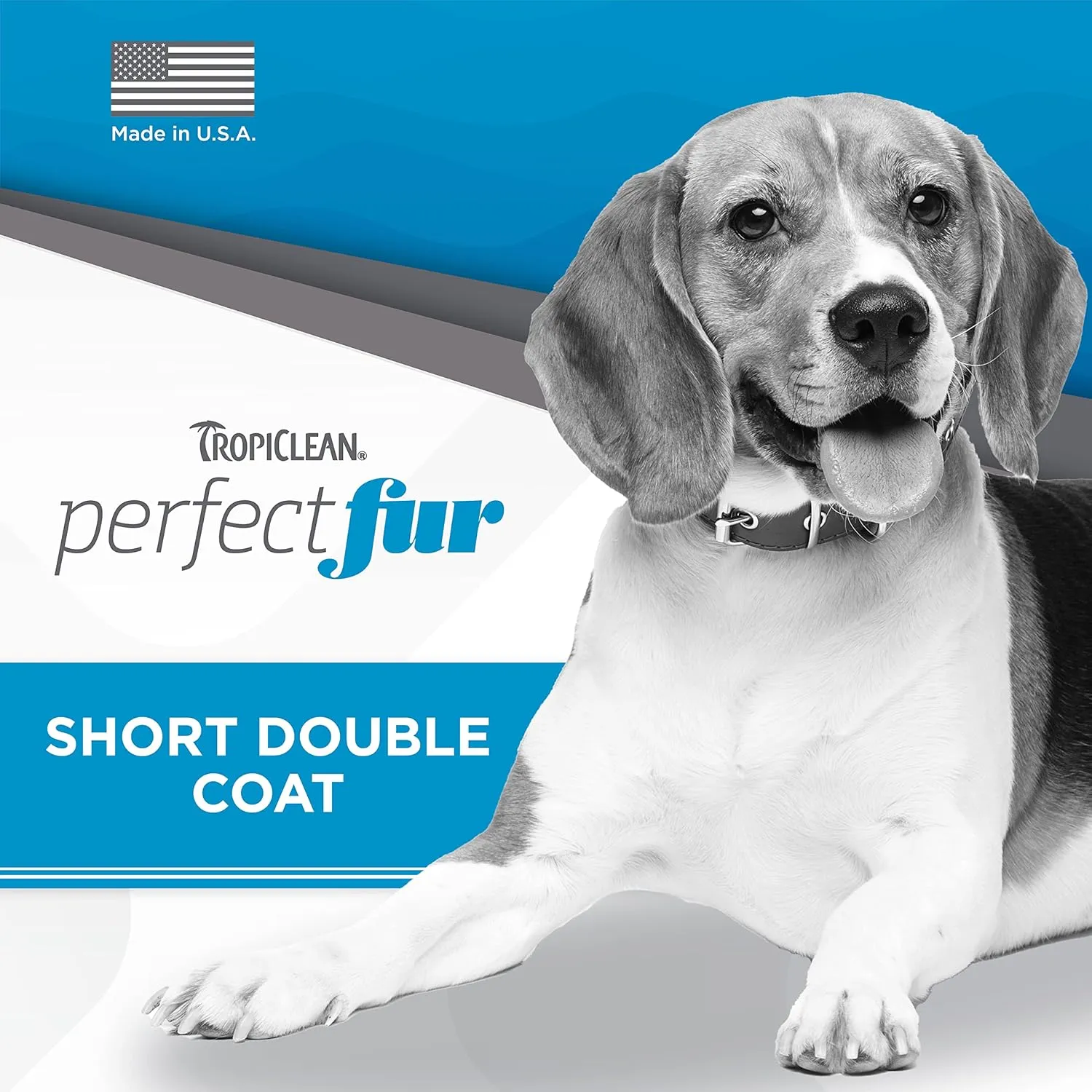 TropiClean Perfect Fur Deodorizing and Deshedding Dog Shampoo for Smelly Dogs, For Breeds with Short Double Coats like Corgis, Labs, Beagles, Rottweilers, Natural Shampoo, Puppy Safe, 16oz