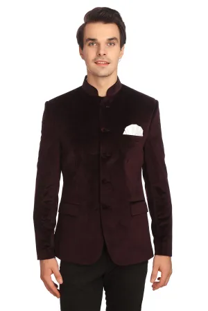 WINTAGE Men's Regular Fit Blazer (0Velvet301color2s44_Wine_44)